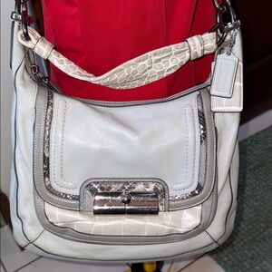 Coach  Kristin satchel  shoulder/Crossbody bag  Leather light/Med. Gray/Animal